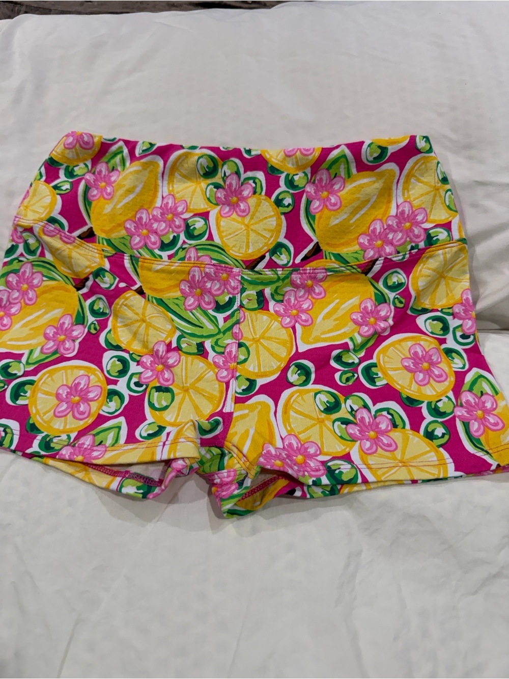 IBKUL Pink Lemon Print Active Shorts
